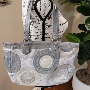 Gray coach patchwork handbag